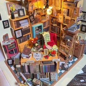 Handmade Miniature Bookstore/Library